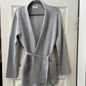 Gray Belted Cardigan from Babaton